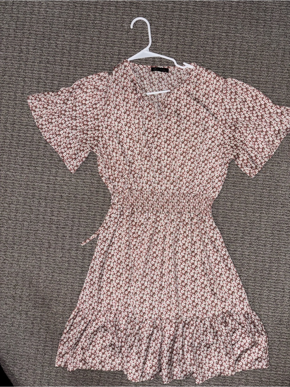 Smocked Waist Mini Dress in Rose Floral Size L